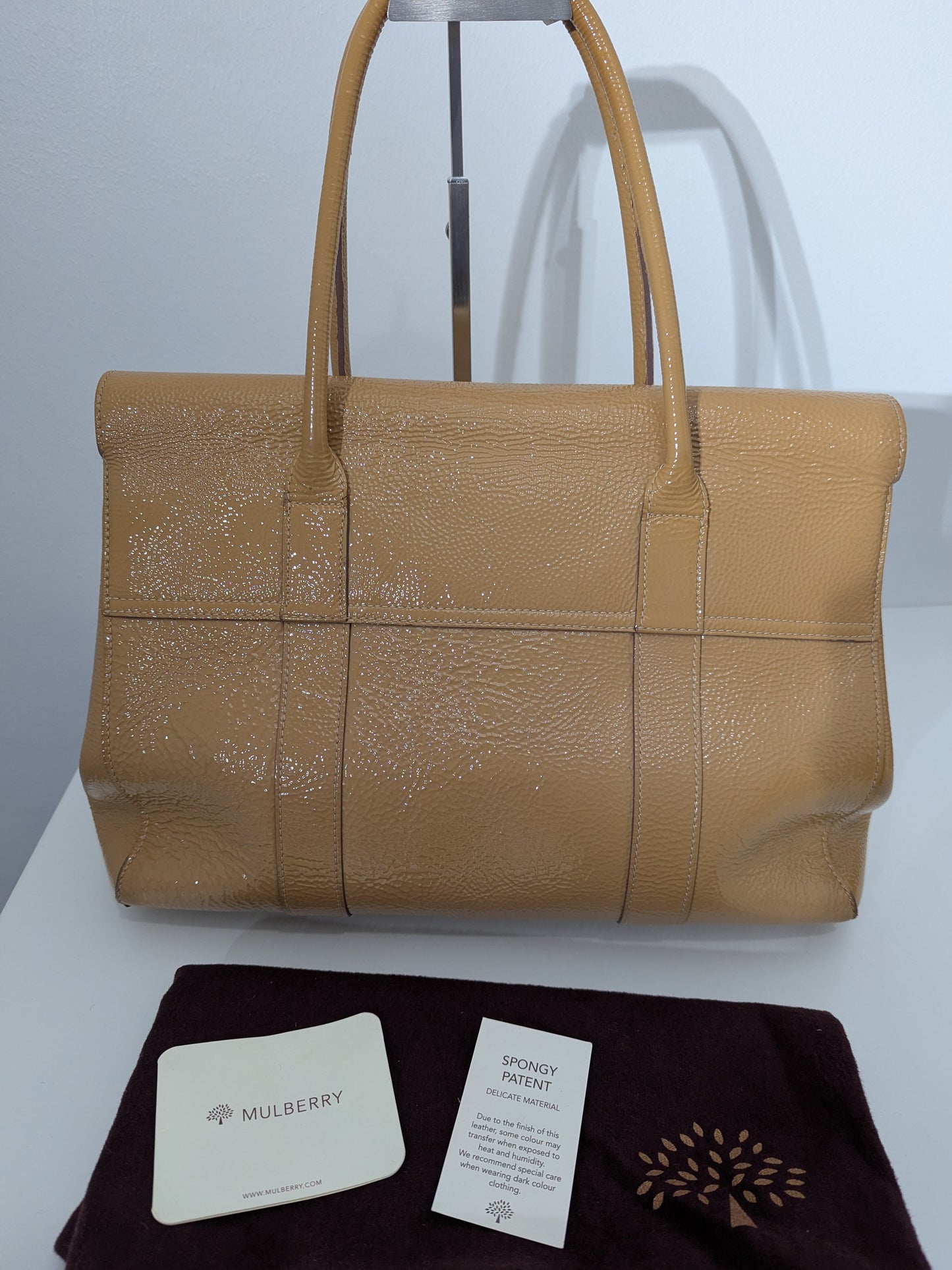 Mulberry Beige Patent Leather Bayswater Satchel bag