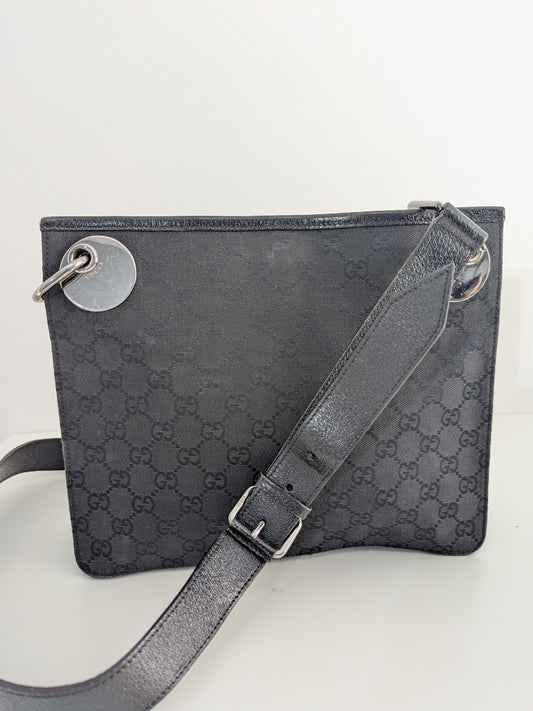 Gucci Vintage Black GG Canvas Eclipse Crossbody