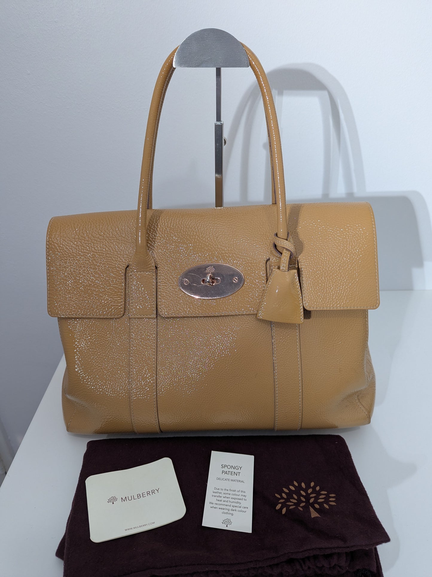 Mulberry Beige Patent Leather Bayswater Satchel bag