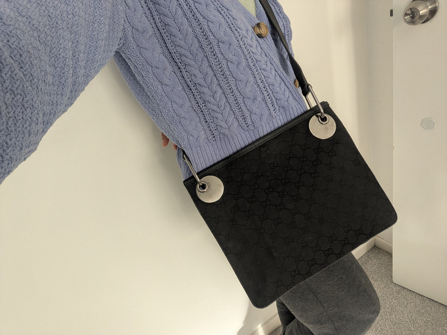 Gucci Vintage Black GG Canvas Eclipse Crossbody