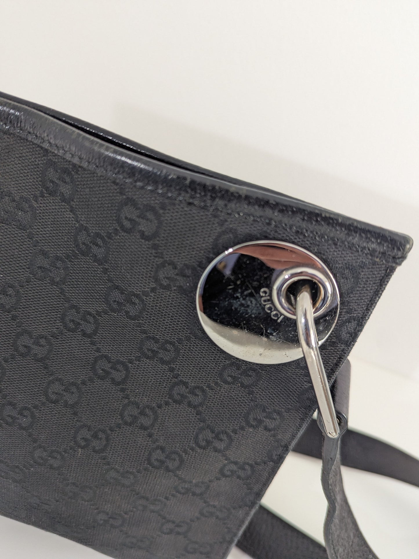 Gucci Vintage Black GG Canvas Eclipse Crossbody