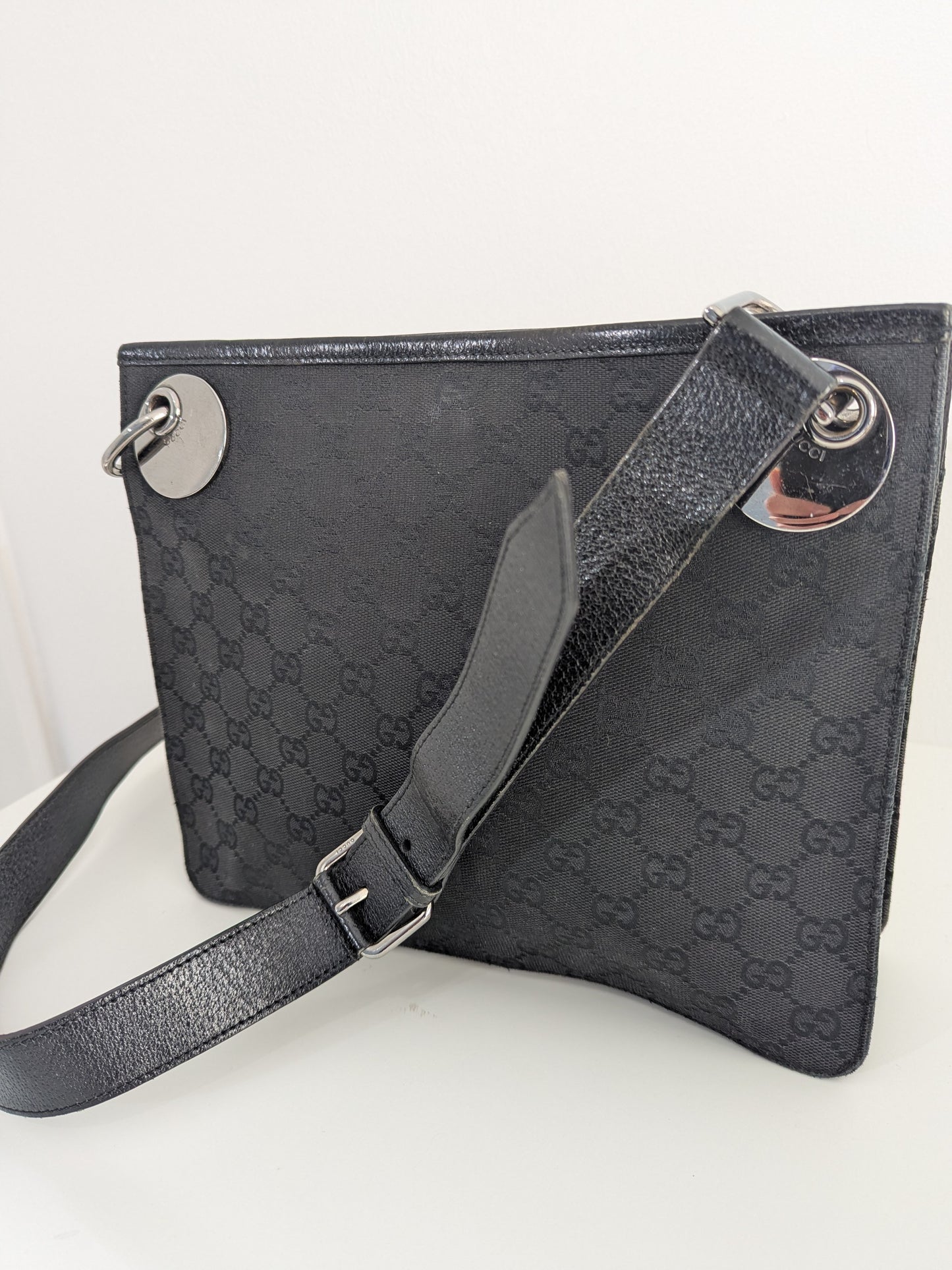 Gucci Vintage Black GG Canvas Eclipse Crossbody