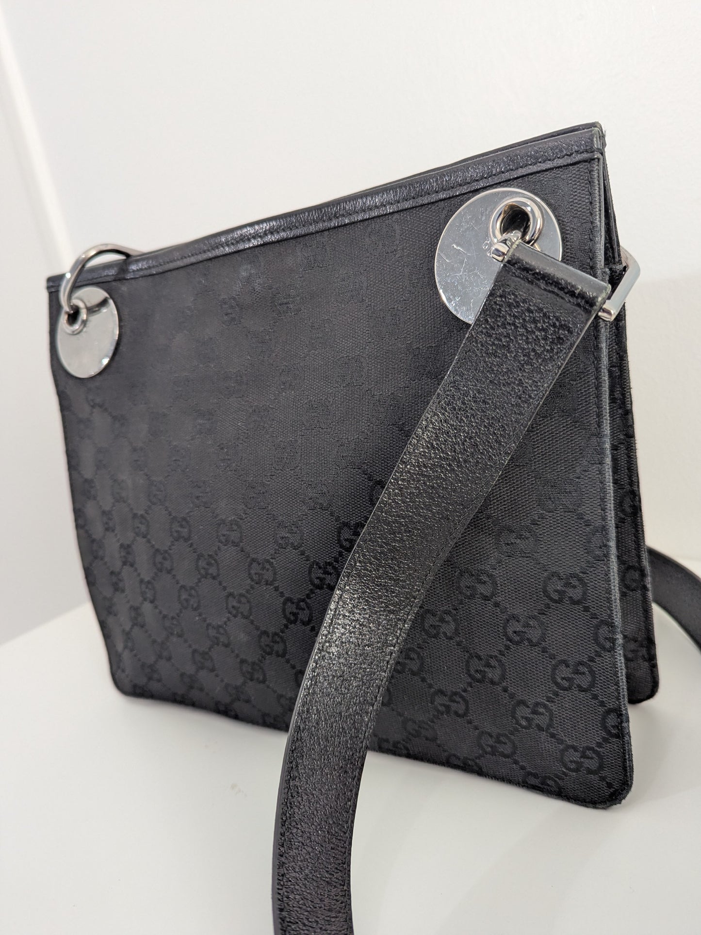 Gucci Vintage Black GG Canvas Eclipse Crossbody