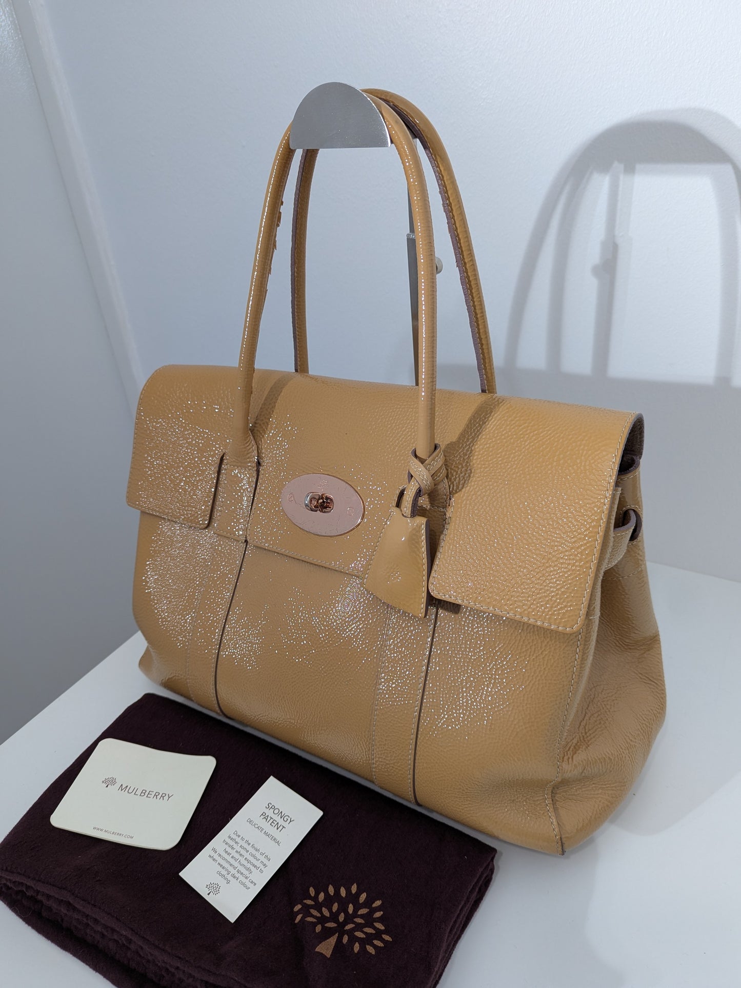 Mulberry Beige Patent Leather Bayswater Satchel bag