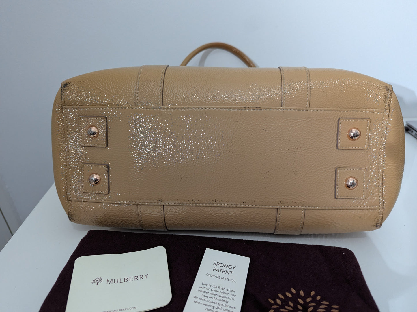 Mulberry Beige Patent Leather Bayswater Satchel bag