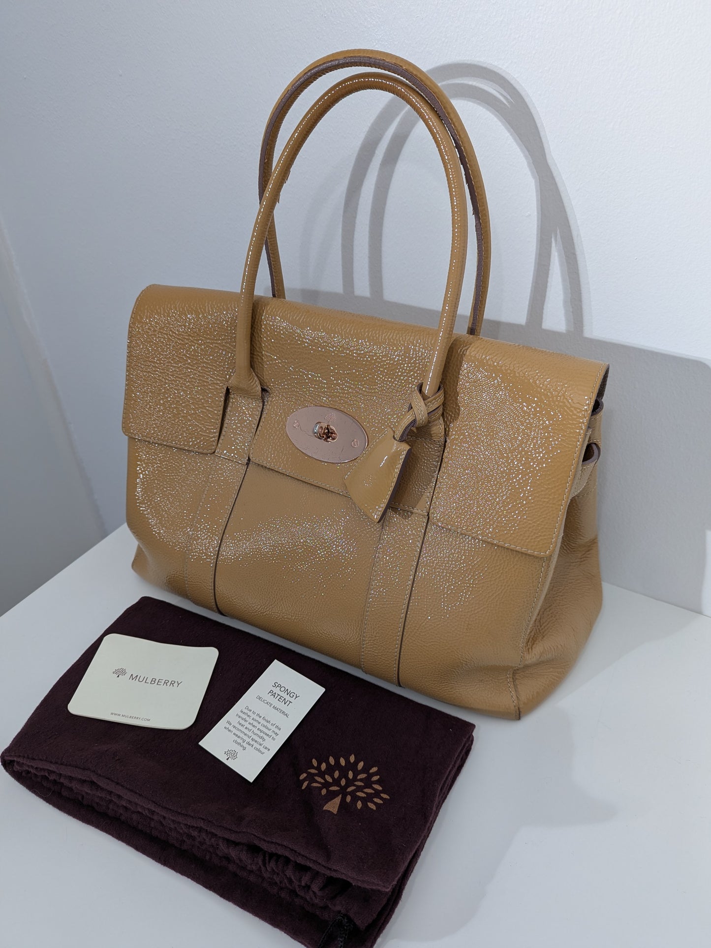 Mulberry Beige Patent Leather Bayswater Satchel bag