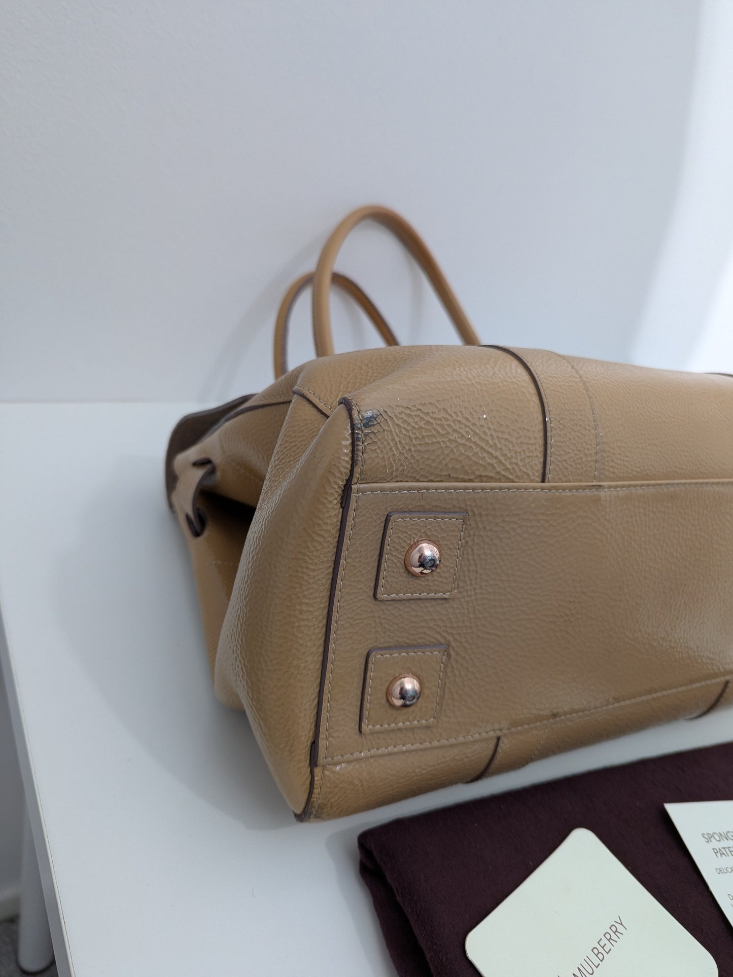 Mulberry Beige Patent Leather Bayswater Satchel bag