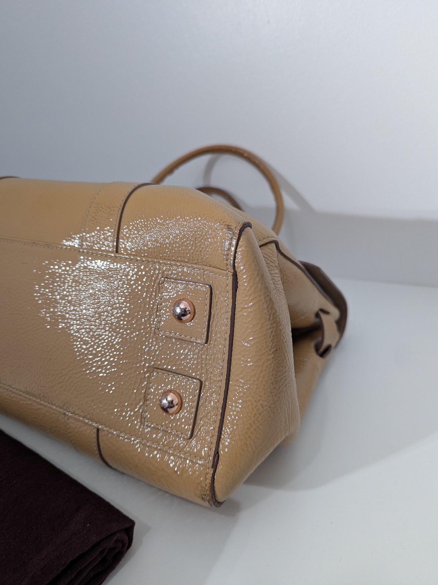 Mulberry Beige Patent Leather Bayswater Satchel bag